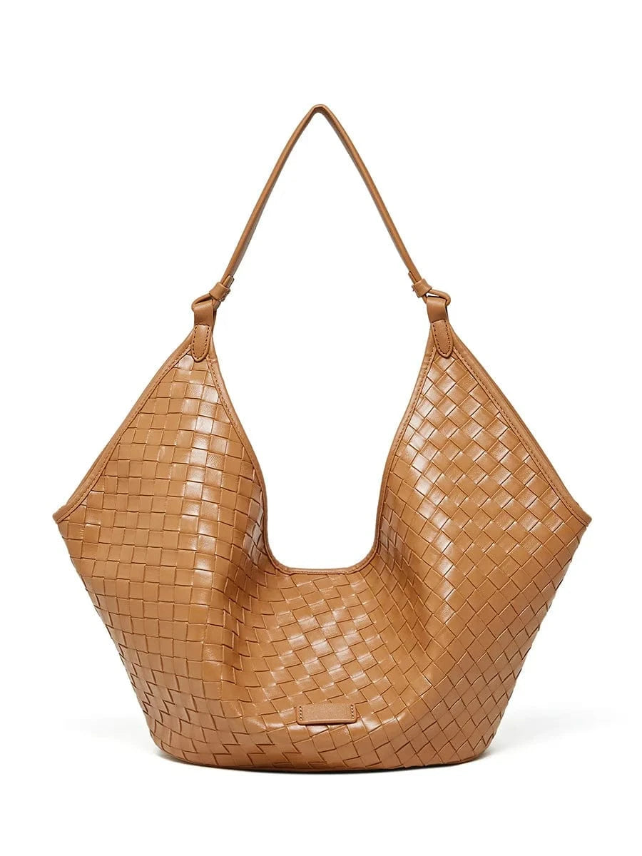 Brown 2025 New Luxury Women's Genuine Leather Basket Bags Handbags China Wholesale Weaving Grain Cowhide Women's Shoulder Bag