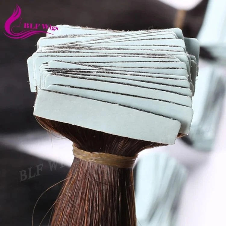Brown / 26 Inches Wholesale Invisible Tape In Human Hair Extension Double Drawn 100% Russian Virgin Human Tape in Hair Extensions