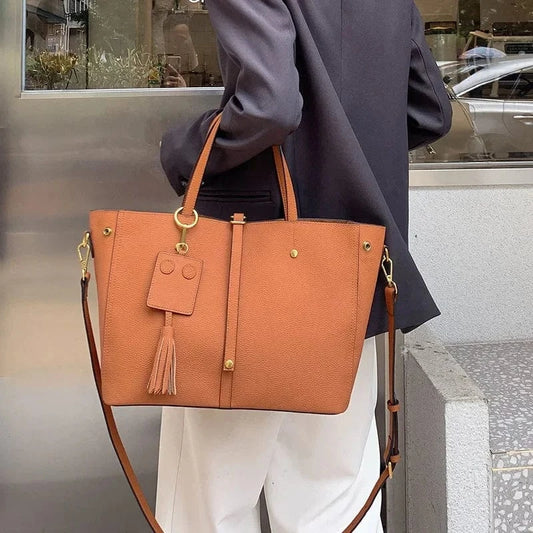 Brown / 32x14x25cm Female Soft Natural Cowhide Handbags Women Cow Genuine Leather Shoulder Bag Ladies Fashion Designer Luxury Retro Crossbody Bags