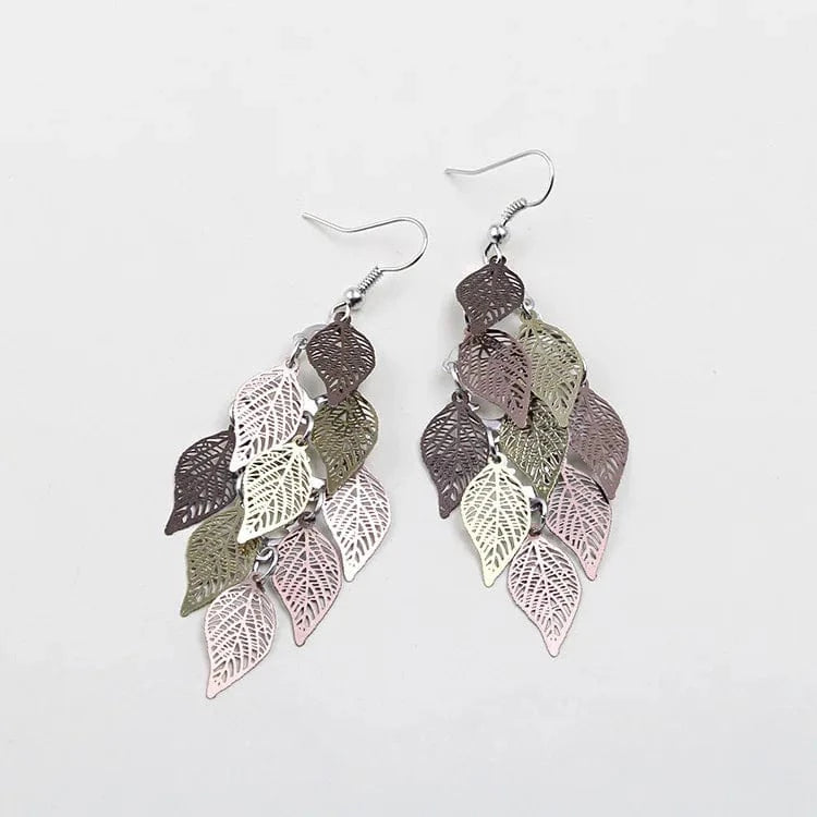 Brown and Green color matching New fashion leaf earrings color copper earrings jewelry