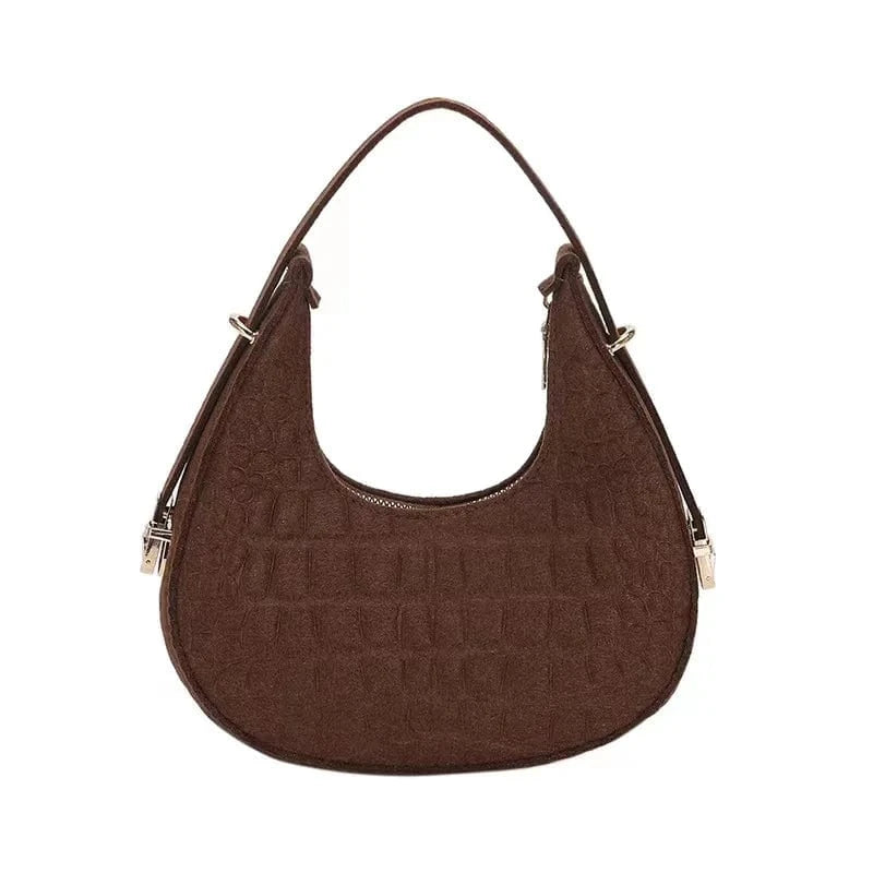 Brown Retro fashion simple western handbag bag female 2024 autumn winter new Joker Korean felt cute girls women cloth bag