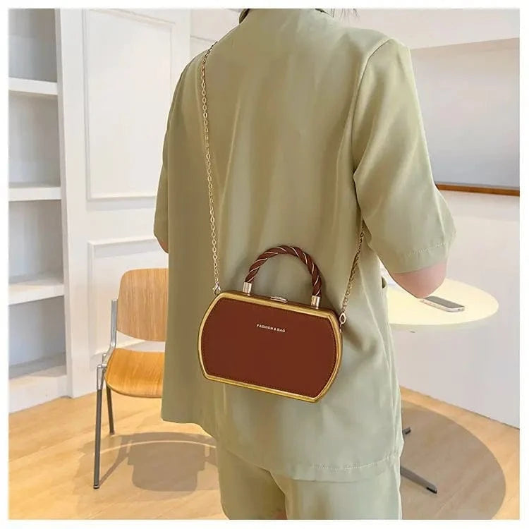 Brown Simple Designer Shoulder Bag High Quality PU Leather Chain Female Crossbody Bags Designer Handbags for Women Luxury 2023