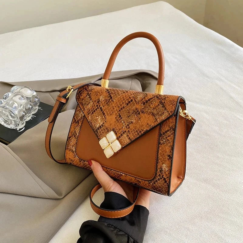 brown Wholesale New Fashion Handbags 2024 Light Lady Snake Pattern Square Bags Lady Design Purses For Woman