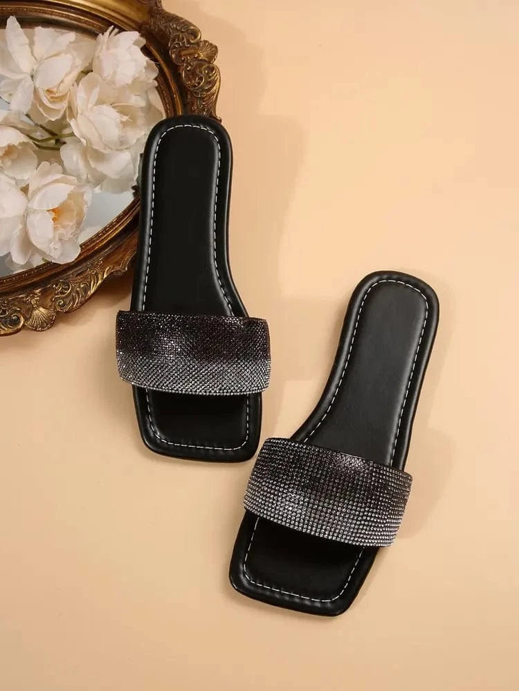 BUSY GIRL CZ4385 2024 Wholesale summer female slides slippers for women shoes ladies slippers rhinestone slides best price
