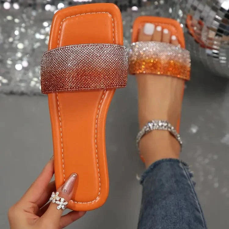 BUSY GIRL CZ4385 2024 Wholesale summer female slides slippers for women shoes ladies slippers rhinestone slides best price