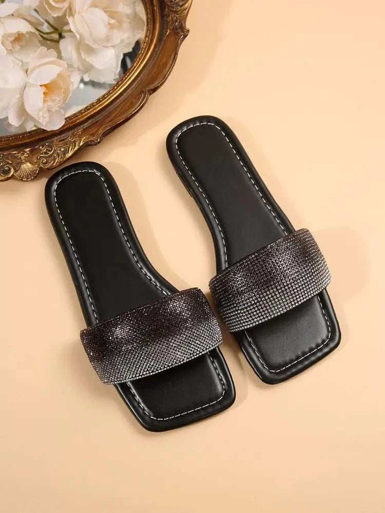 BUSY GIRL CZ4385 2024 Wholesale summer female slides slippers for women shoes ladies slippers rhinestone slides best price