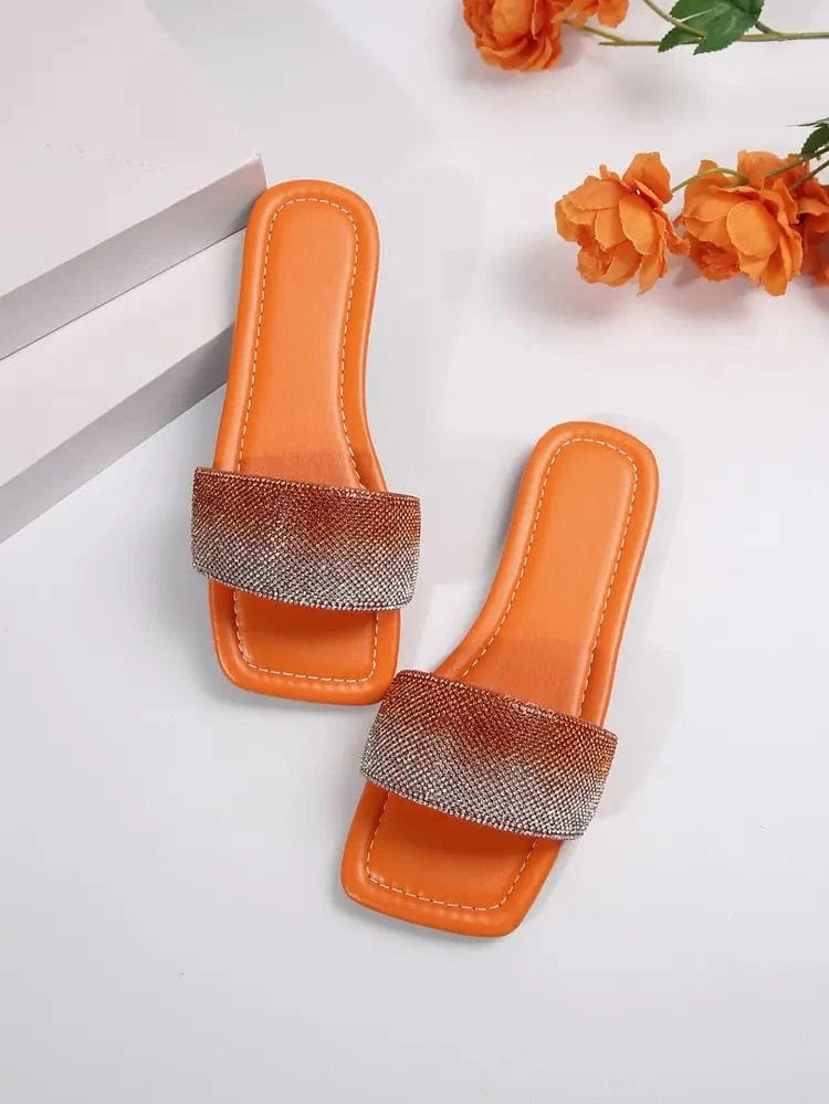 BUSY GIRL CZ4385 2024 Wholesale summer female slides slippers for women shoes ladies slippers rhinestone slides best price