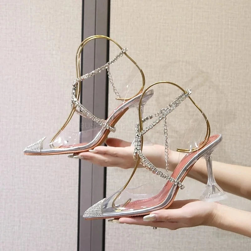 BUSY GIRL NZY4250 Pumps Women Sandals Fashion Bling Stiletto High Heels Pointed Toe Bridal Shoes Queen Style Shoes Ladies Heels