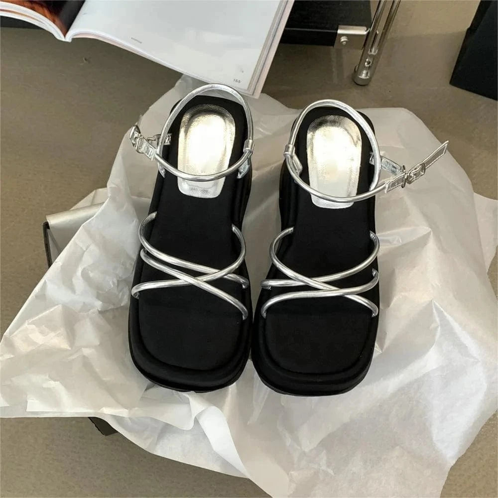 BUSY GIRL XG4405 New arrival custom women sandals 2024 fashion trendy wedge heel causal sandals summer sandals for ladies