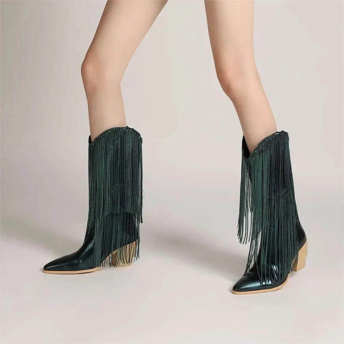 BUSY GIRL XJ4942 women's winter boots ladies shoes trending hot pink sliver botas de mujer sequin tassel cowboy boots