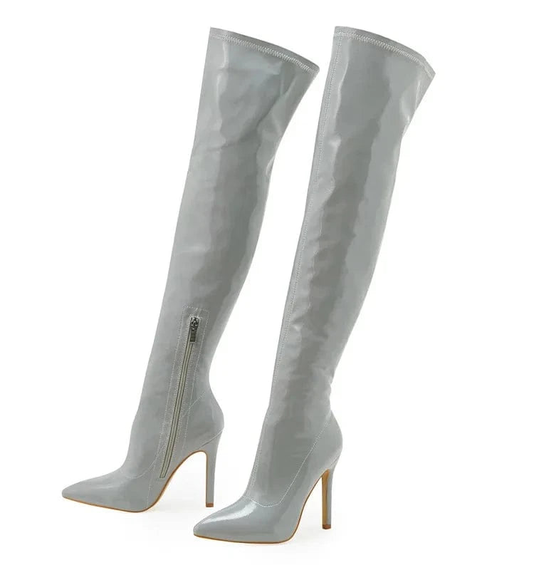 BUSY GIRL XSD4793 long boots for women soft leather zip 11.5cm high heels for ladies over thr knee stretch thigh high boots