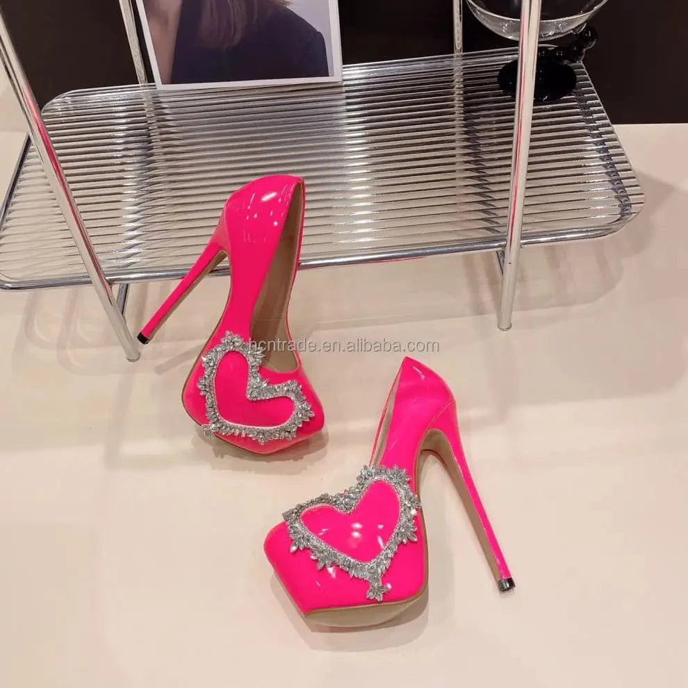 BUSY GIRL XSD4857 rhinestone heart decor women girl stripper heels for ladies pole dance shoes platform pumps doll heels