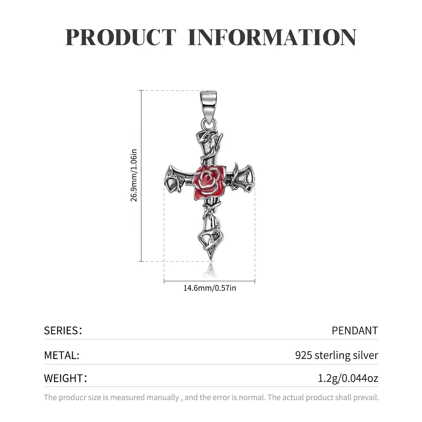 Butterfly Cross Pendant Necklace Real 925 Sterling Silver Rose Thorn Cross Eanmel Pendant for Women Necklaces Jewelry Making