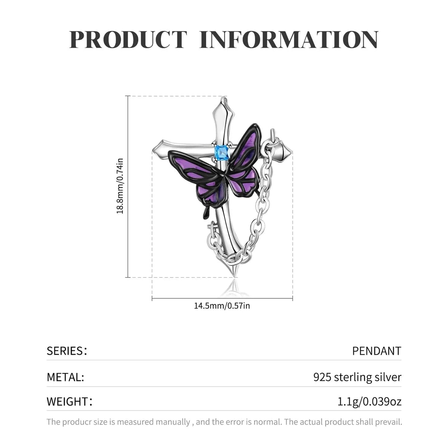 Butterfly Cross Pendant Necklace Real 925 Sterling Silver Rose Thorn Cross Eanmel Pendant for Women Necklaces Jewelry Making