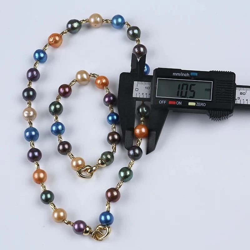 button shape pearl / Jewelry Set Hot Sale Colorful Edison Freshwater Pearls Beads Bracelet Necklace Jewelry Set For Women
