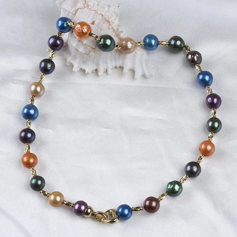 button shape pearl / Jewelry Set Hot Sale Colorful Edison Freshwater Pearls Beads Bracelet Necklace Jewelry Set For Women