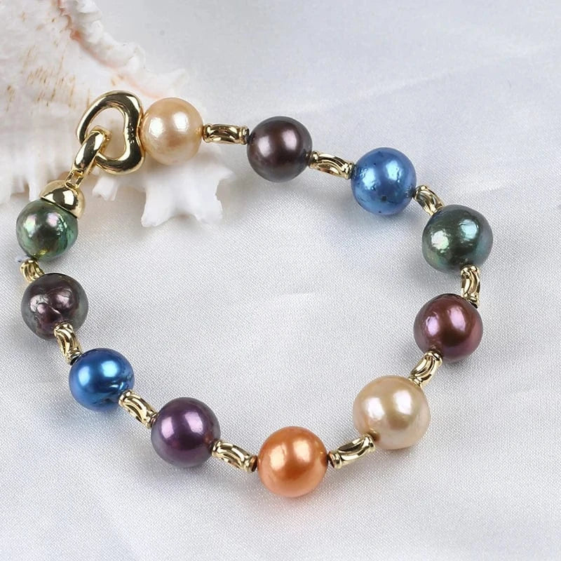 button shape pearl / Jewelry Set Hot Sale Colorful Edison Freshwater Pearls Beads Bracelet Necklace Jewelry Set For Women