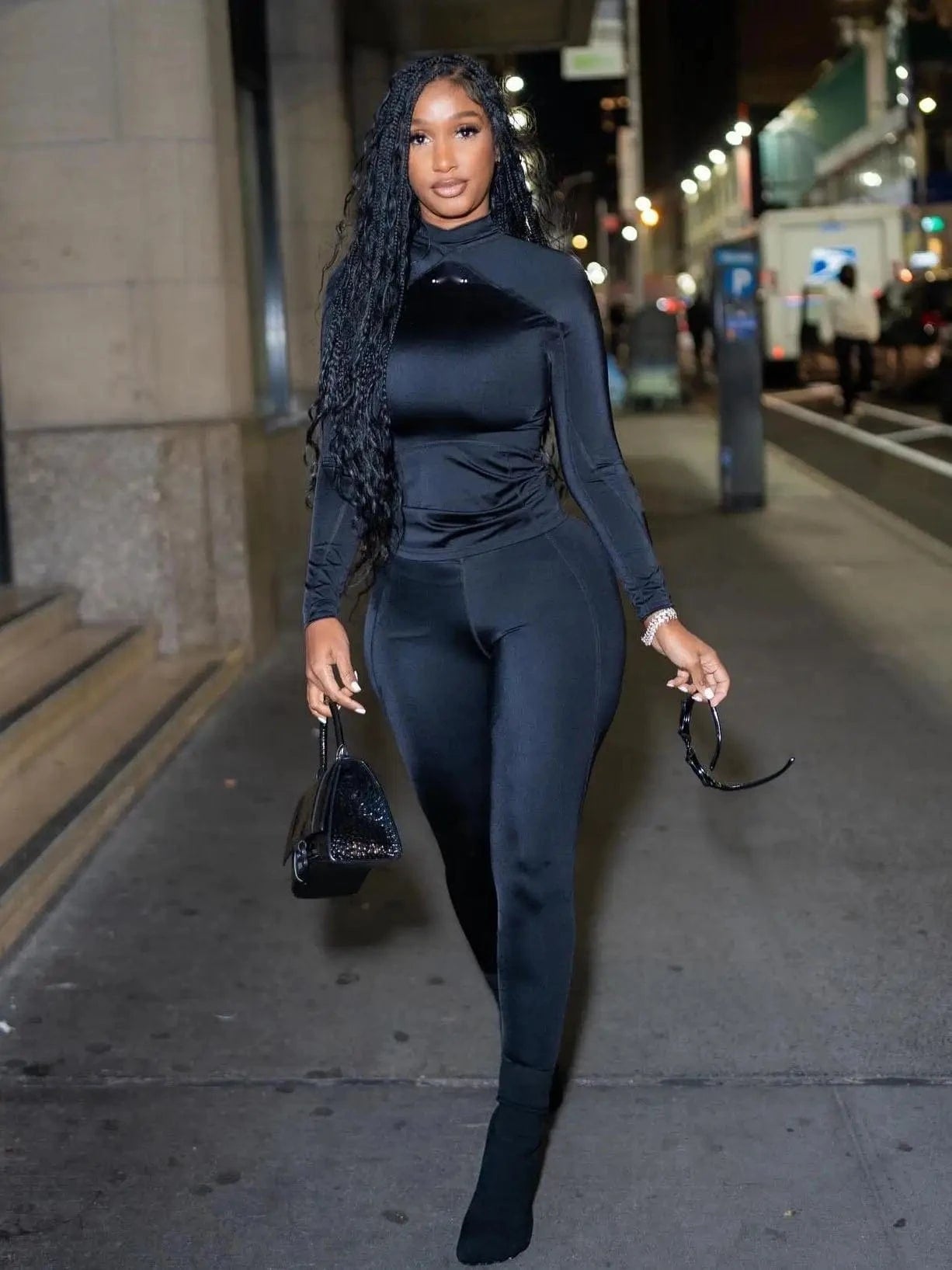 C0139 2024 Winter Fashion Print High Neck Tight Pants Sports and Casual Two Piece Set