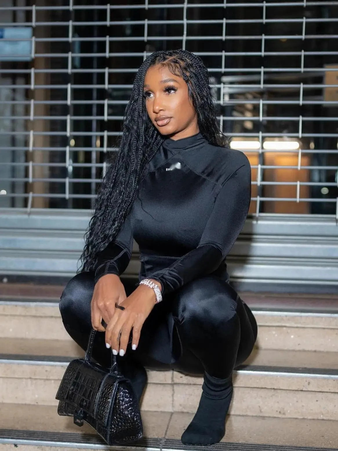 C0139 2024 Winter Fashion Print High Neck Tight Pants Sports and Casual Two Piece Set