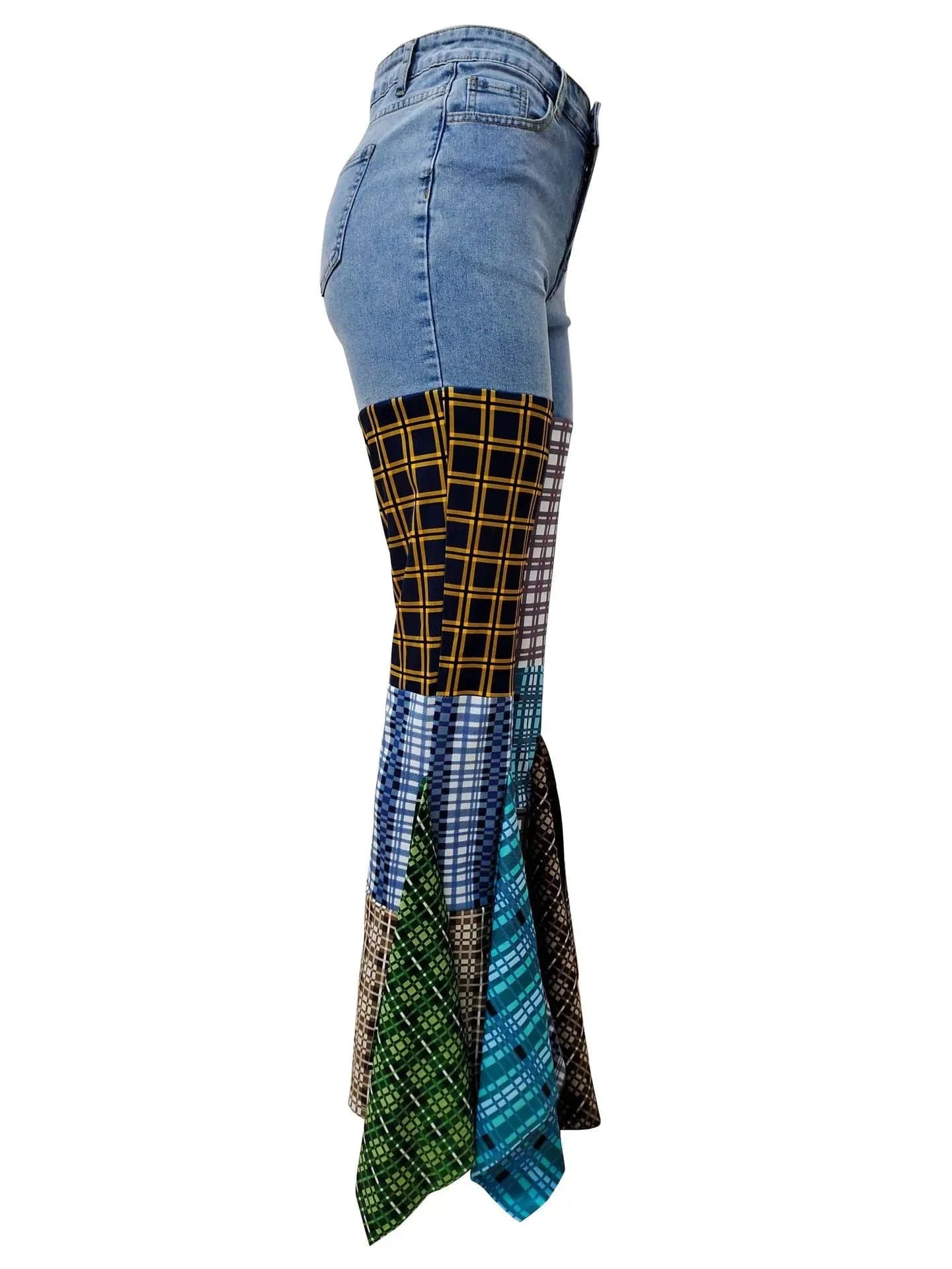 C1202TA6 Hot Sale High Waist Pants Trousers plus size Flare Spliced Flare Denim Wide Leg Straight Jeans Women Sehe Fashion