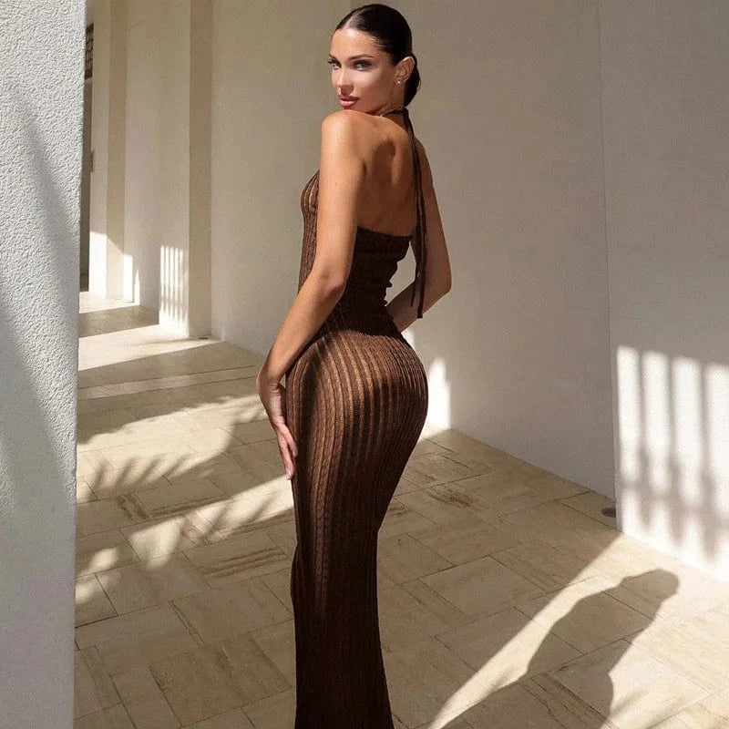 C1702 Summer New Solid Sexy Backless Wholesale for long bodycon dresses women