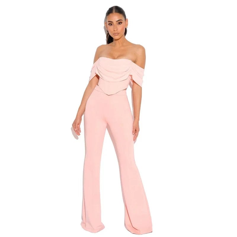 C2322 Wholesale Sky Blue Strapless Pencil Casual Women Two Piece Set 2024