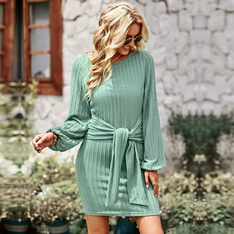 Cable Knit Sweater Dress Women Clothing Fall Winter Elegant Bodycon Female Ladies Knit Sweater Dress