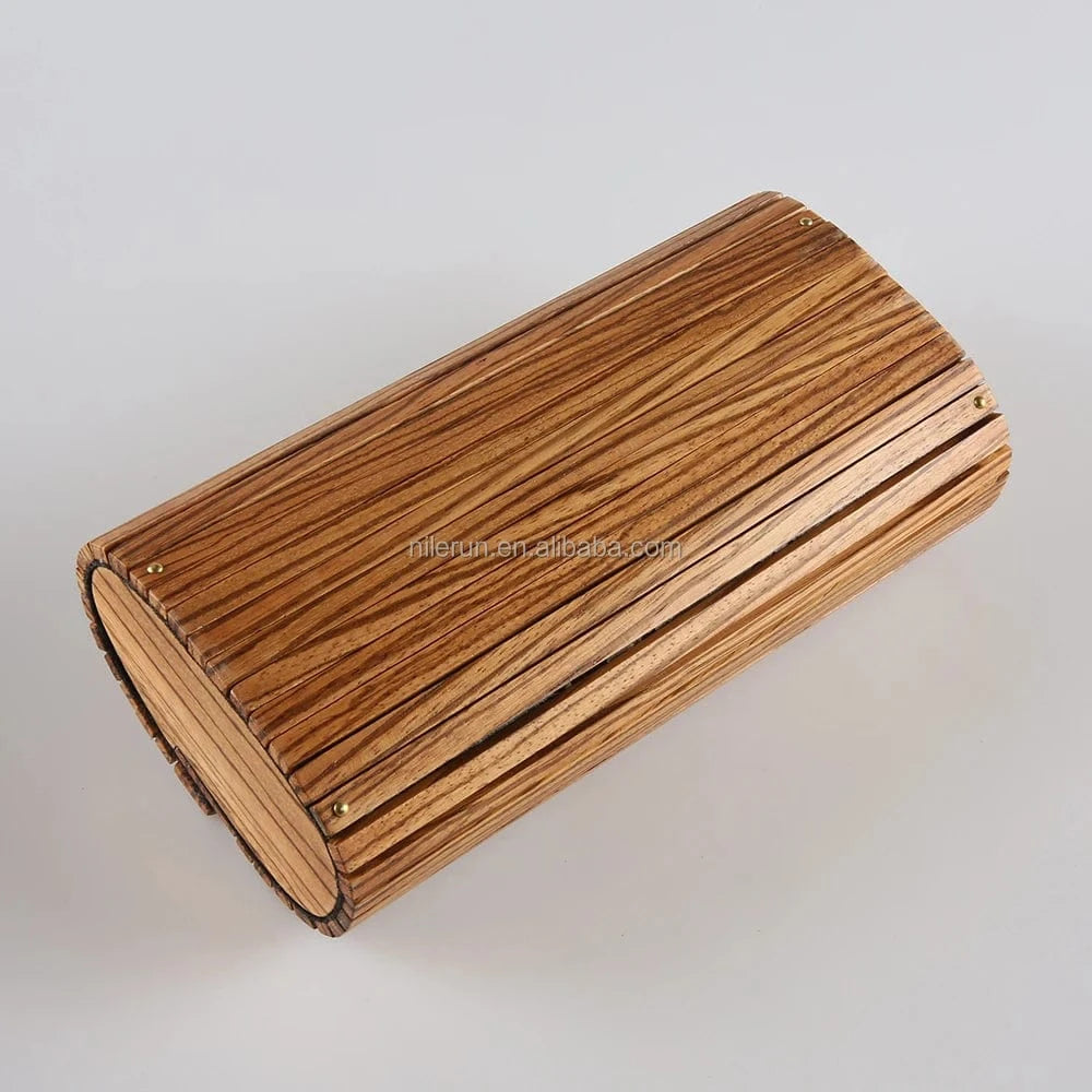 Camel Brand Old Fashion Unique Hand Made Wooden Wallet Hard Solid Zebra Wood Purse Real Natural Stripes Zebrawood Evening Clutch Bag