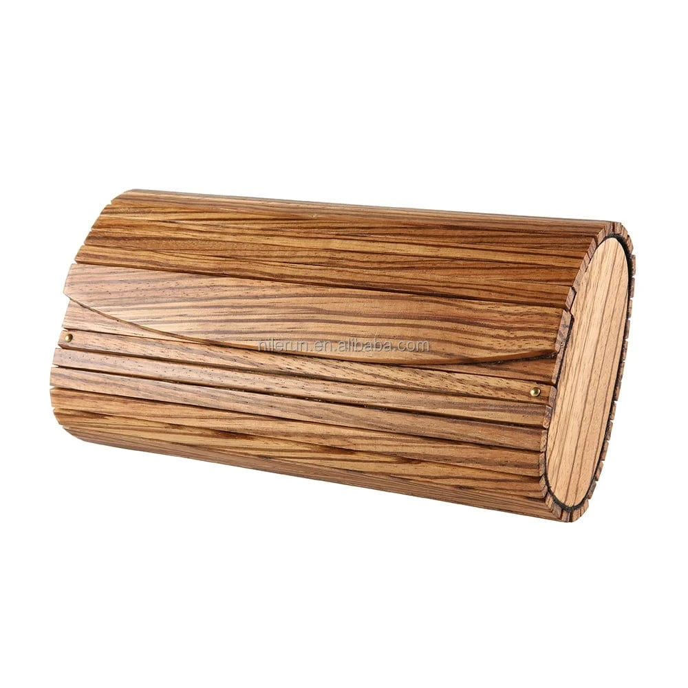 Camel Brand Old Fashion Unique Hand Made Wooden Wallet Hard Solid Zebra Wood Purse Real Natural Stripes Zebrawood Evening Clutch Bag