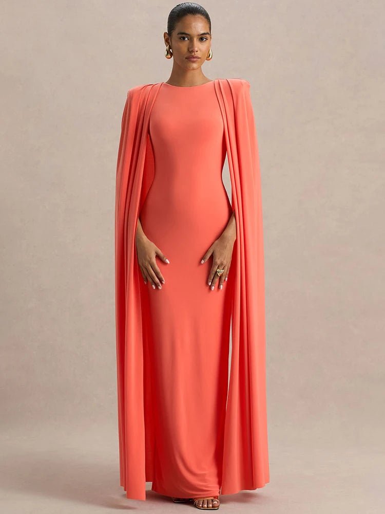 Cape Sleeve Split Maxi Dress - SN Wigs & More