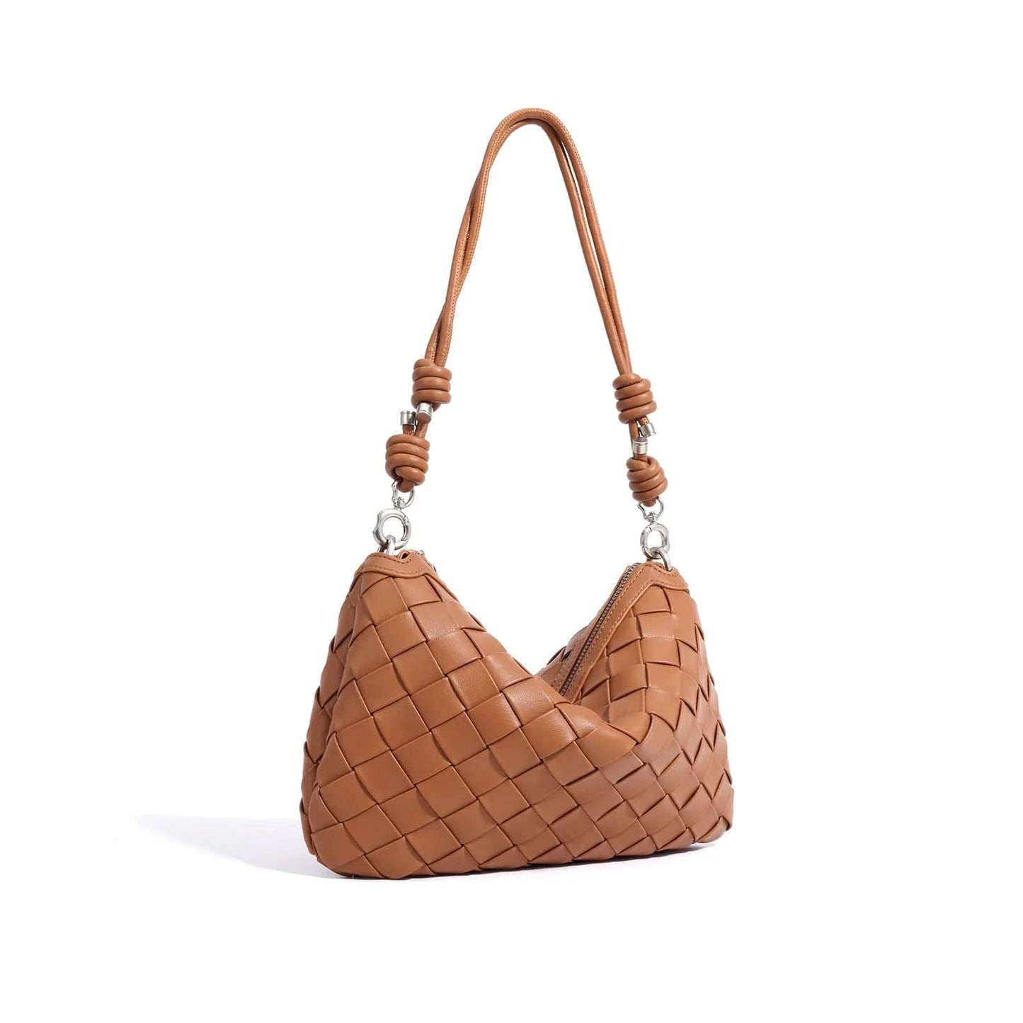 Caramel 30*5*19cm 2025 New Design Woven Bag Luxury Genuine Cowhide Leather Women Handbag High-End Women's Hand-Woven Armpit Bag BOLSO DE LUJO