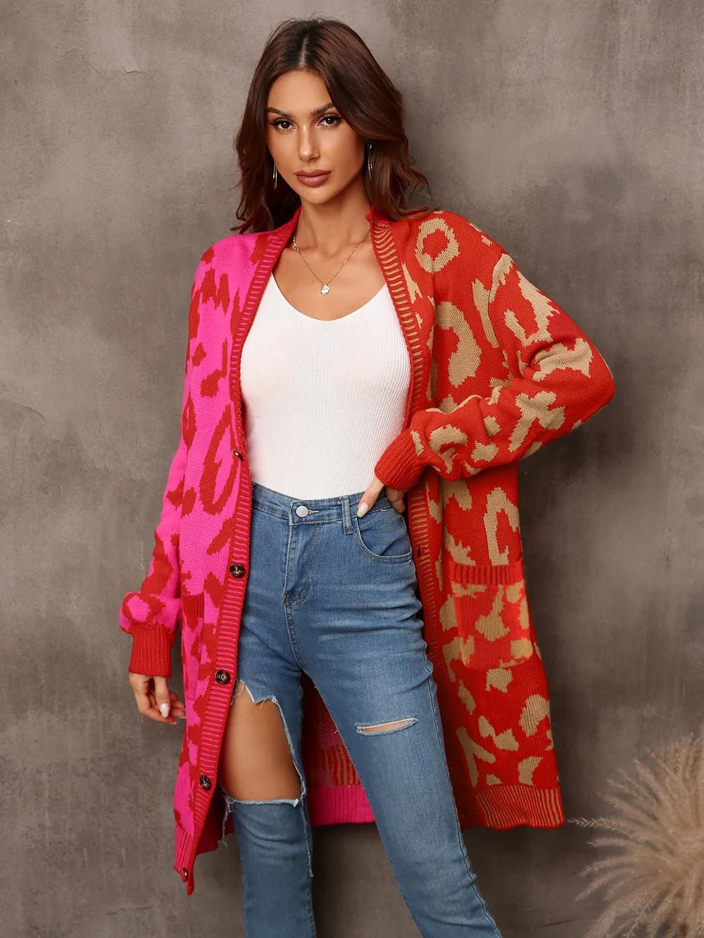 Cardigan Sweater + Knitted Thick Fabric With V - Neck And Long Sleeves + Loose Fit Winter Casual Style - SN Wigs & More