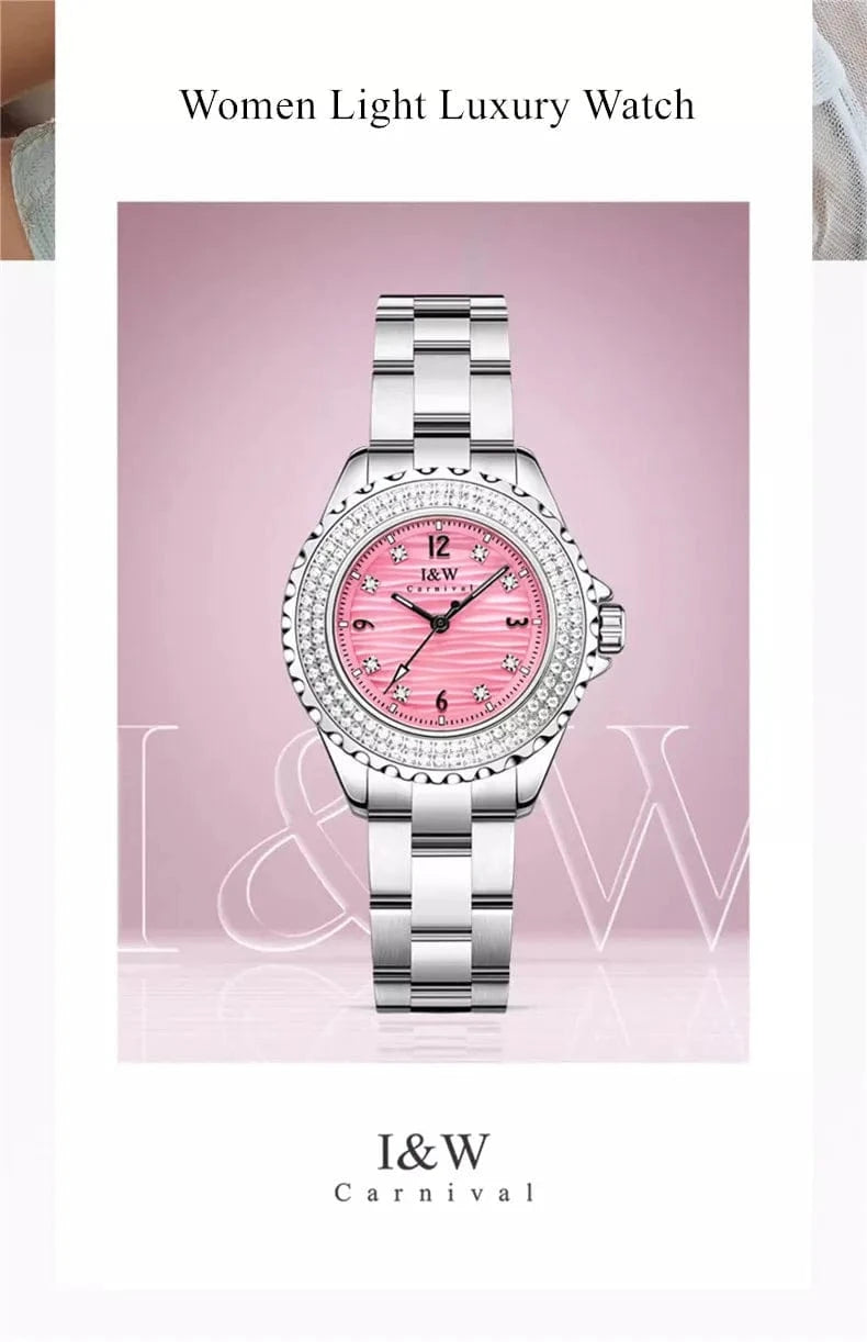 CARNIVAL Woman Fashion Quartz Wristwatches Ladies Brand Luxury Rose Gold Silver Watches Waterproof for Women Relojes De Mujer