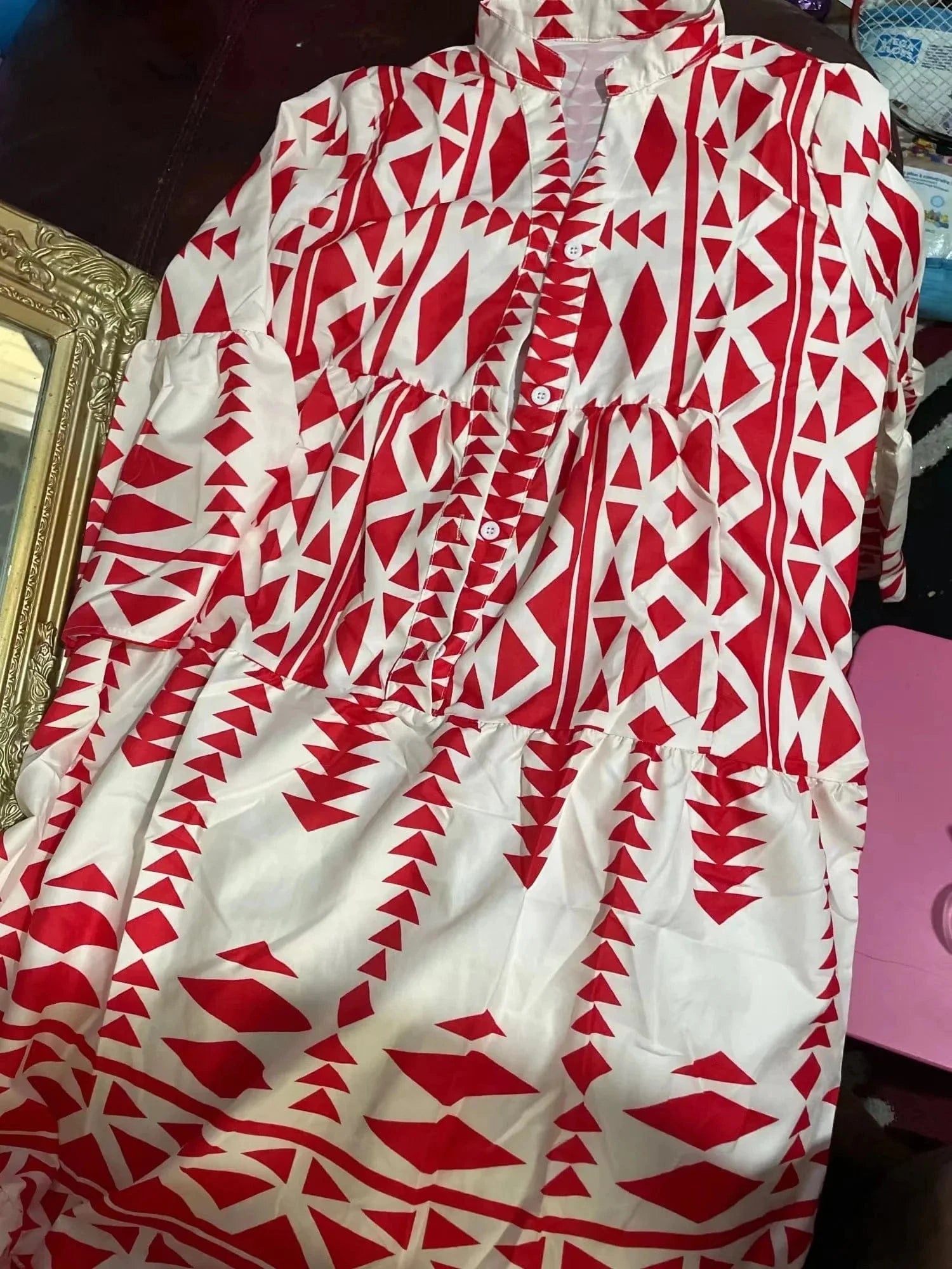 Casual Buttons Front Open Dress High Waist Print Tunic 2024 Spring/Autumn Women Clothes Street Wear Long Shirt Dress