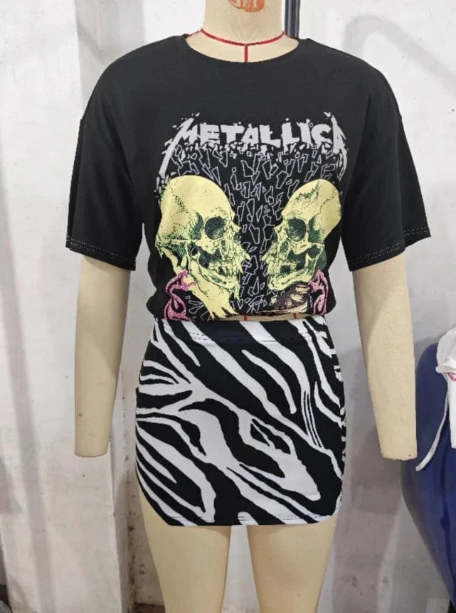 Casual Cute Printed Skirt Outfits 2 Piece Set Summer Clothes 2024 Crop Top With Mini Skirt Suits Women Sexy Two Piece Skirt Set