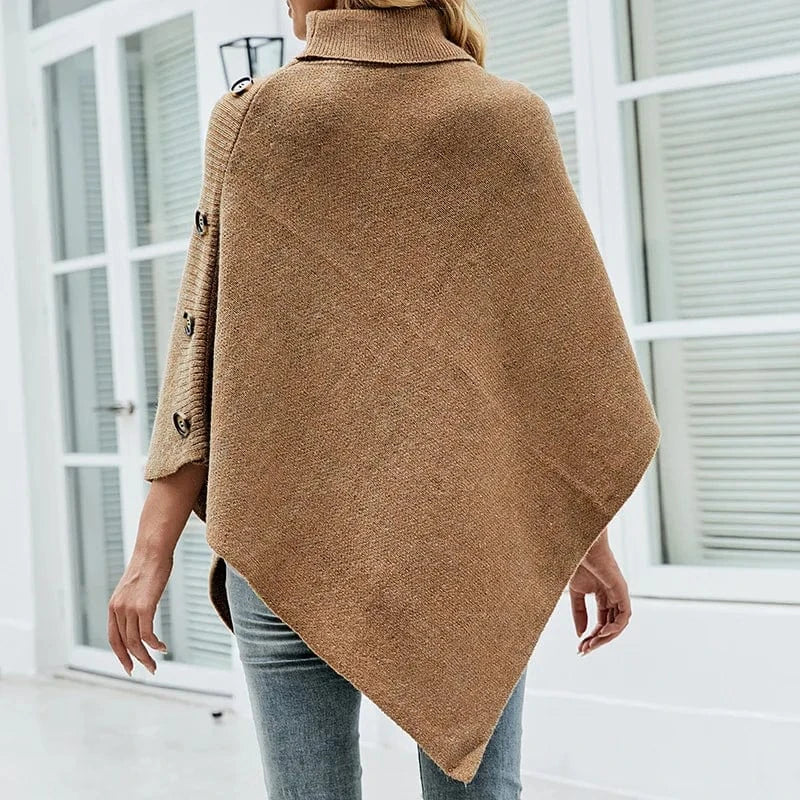Casual Design Shawl Cloak Women Sweater Solid Color Knitted Shirt Jacket Lady Winter Clothing