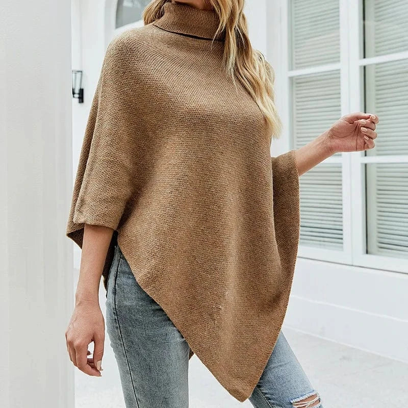 Casual Design Shawl Cloak Women Sweater Solid Color Knitted Shirt Jacket Lady Winter Clothing