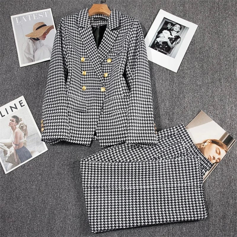 Casual Long Sleeve Blazer Pant Sets Suits For Woman 2025 Fashion 2 Pieces Set For Women Office Lady Coats Jackets