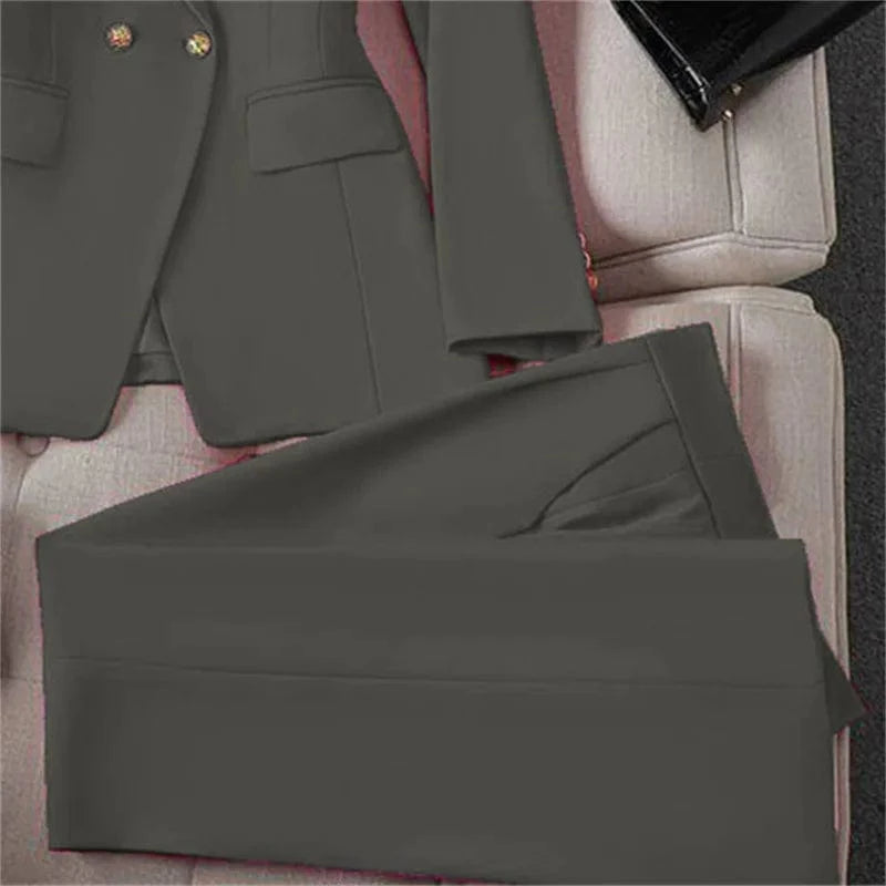 Casual Long Sleeve Blazer Pant Sets Suits For Woman 2025 Fashion 2 Pieces Set For Women Office Lady Coats Jackets