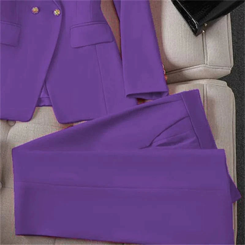 Casual Long Sleeve Blazer Pant Sets Suits For Woman 2025 Fashion 2 Pieces Set For Women Office Lady Coats Jackets
