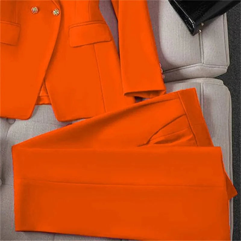 Casual Long Sleeve Blazer Pant Sets Suits For Woman 2025 Fashion 2 Pieces Set For Women Office Lady Coats Jackets