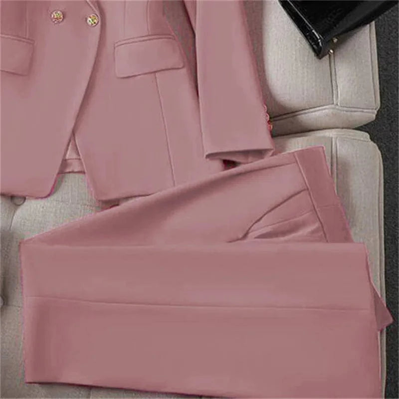 Casual Long Sleeve Blazer Pant Sets Suits For Woman 2025 Fashion 2 Pieces Set For Women Office Lady Coats Jackets