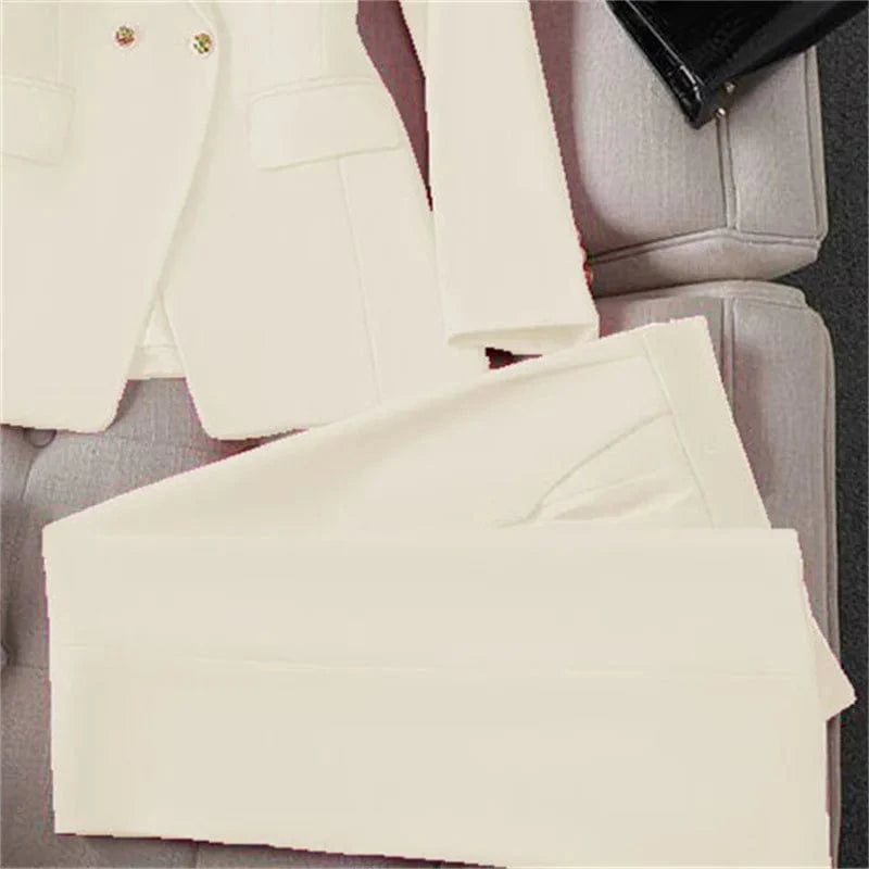 Casual Long Sleeve Blazer Pant Sets Suits For Woman 2025 Fashion 2 Pieces Set For Women Office Lady Coats Jackets