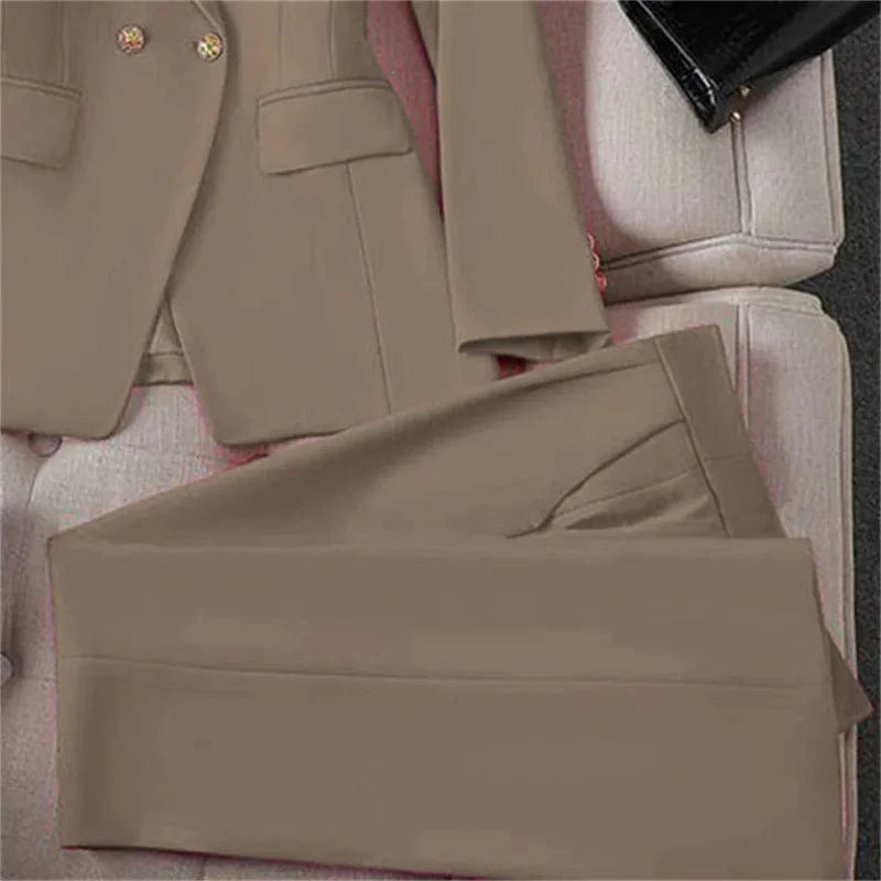 Casual Long Sleeve Blazer Pant Sets Suits For Woman 2025 Fashion 2 Pieces Set For Women Office Lady Coats Jackets