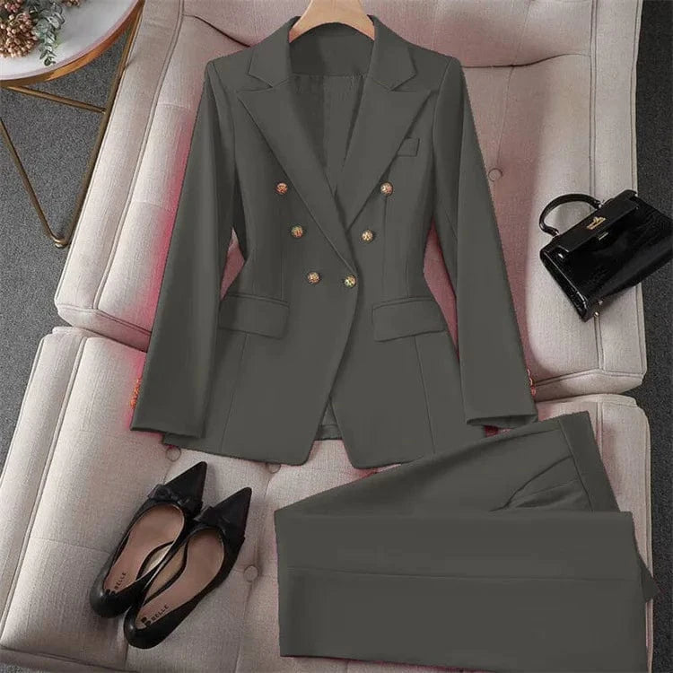 Casual Long Sleeve Blazer Pant Sets Suits For Woman 2025 Fashion 2 Pieces Set For Women Office Lady Coats Jackets