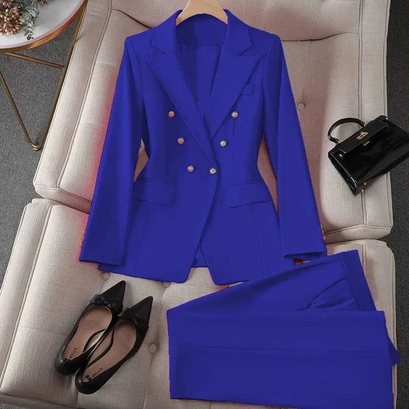 Casual Long Sleeve Blazer Pant Sets Suits For Woman 2025 Fashion 2 Pieces Set For Women Office Lady Coats Jackets