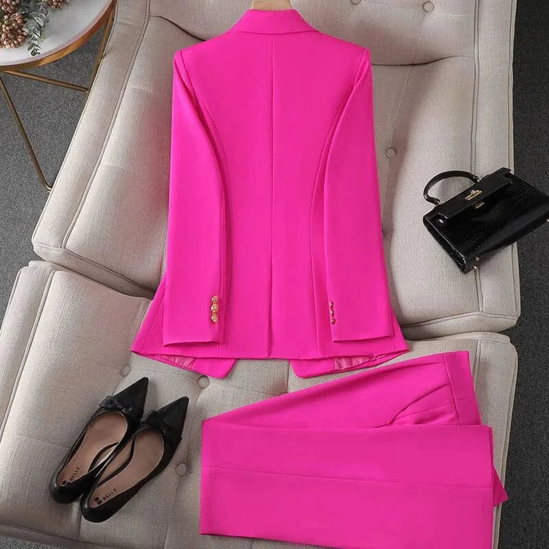 Casual Long Sleeve Blazer Pant Sets Suits For Woman 2025 Fashion 2 Pieces Set For Women Office Lady Coats Jackets