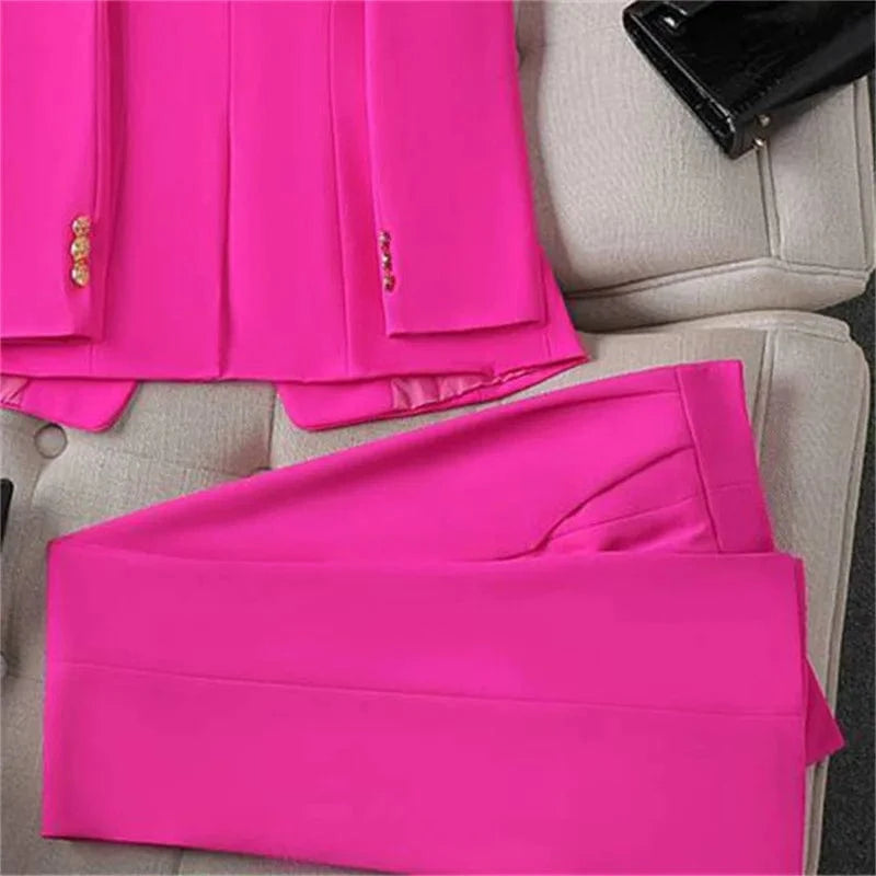Casual Long Sleeve Blazer Pant Sets Suits For Woman 2025 Fashion 2 Pieces Set For Women Office Lady Coats Jackets