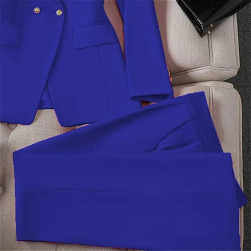 Casual Long Sleeve Blazer Pant Sets Suits For Woman 2025 Fashion 2 Pieces Set For Women Office Lady Coats Jackets