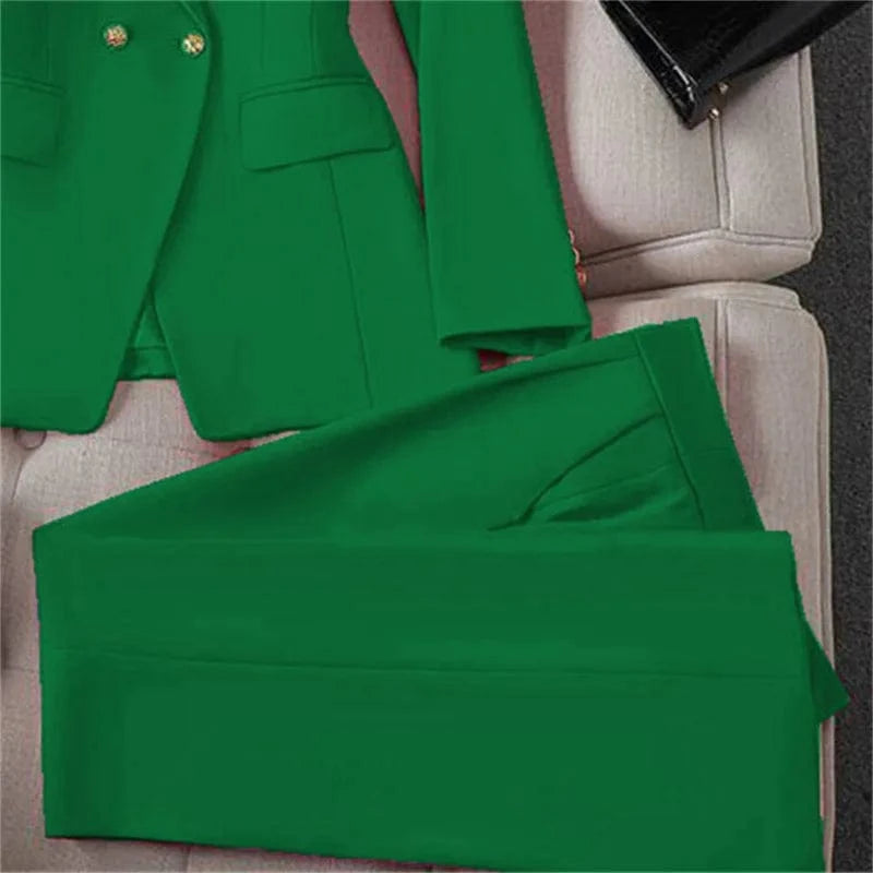 Casual Long Sleeve Blazer Pant Sets Suits For Woman 2025 Fashion 2 Pieces Set For Women Office Lady Coats Jackets